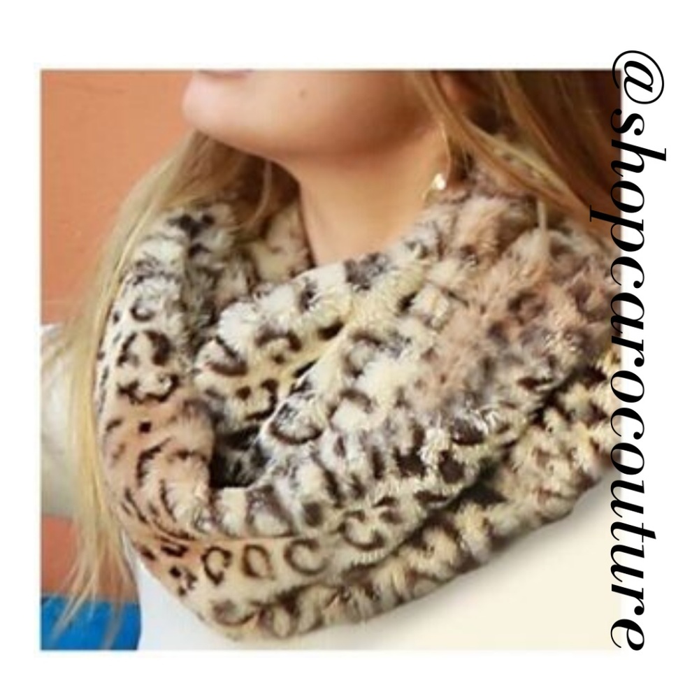 Faux fur leopard infinity scarf